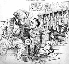 Description: A political cartoon featuring Franklin Delano Roosevelt.