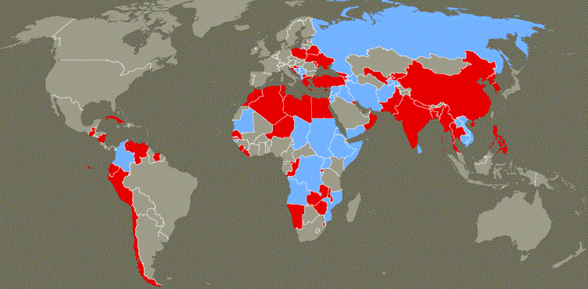 Clickable World Map of Mine Affected Countries